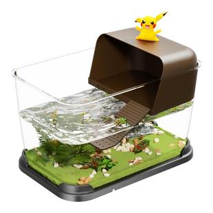 乌龟缸桌面带晒台水陆两栖生态缸办公室家用客厅小型造景混养鱼缸