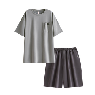 悦内睡衣男款夏季纯棉短袖短裤家居服男士夏天休闲大码可外穿出门