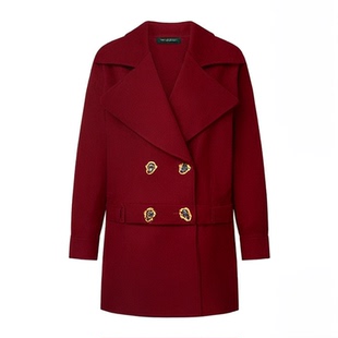 【现货】DevilBeauty翻领双排扣毛呢外套女宽松加厚保暖短款大衣