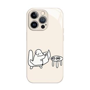 ins风看报小狗适用苹果17promax手机壳iphone16pro简约15plus可爱14治愈系13mini创意12新款11小众8玻璃xr/xs