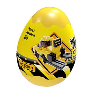 扭蛋积木拆蛋机儿童礼品益智入门级拼装小颗粒城市工程车队挖土机