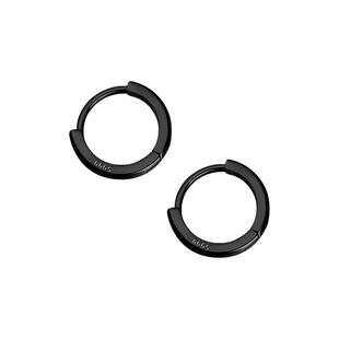 999纯银素圈ins风耳钉女气质简约养耳洞耳环男酷时尚高级黑色耳饰