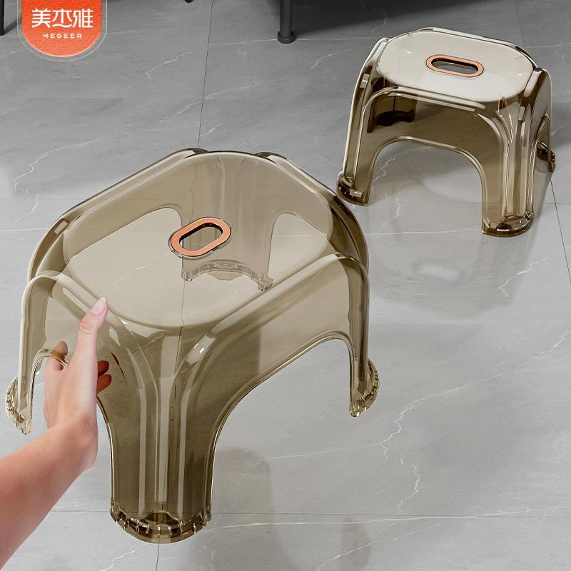 亚克力小凳子家用客厅茶几叠放小型板凳透明加厚浴室儿童防滑矮凳