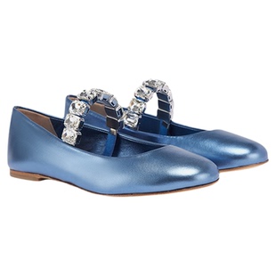 CASADEI/卡桑蒂公主风优雅闪耀芭蕾水钻装饰电镀色平底芭蕾舞鞋