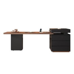 意式极简胡桃木纹岩板可伸缩岛台餐桌一体家用微波炉多功能中导台