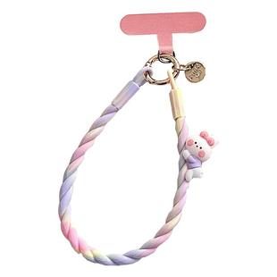 卡片手腕挂绳可爱公仔趴着小动物麻花手机挂绳饰品夹手机壳背面适用于iphone16promax防丢绳精致硅胶质感软边