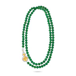 摩邦珠宝圆明有园·祥云葫芦玉髓项链绿色玉髓珠珠108颗女款节日