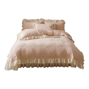 法式花边牛奶绒床盖四件套冬季婴儿绒床裙被套保暖加厚防静电床品