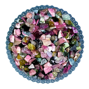 天然彩碧玺碎石彩虹碧玺原石裸石七彩水晶石五色七宝石供曼扎装藏
