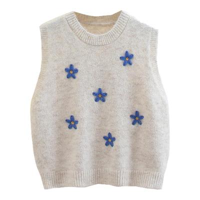 毛衣背心秋冬刺绣针织马甲女坎肩
