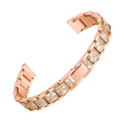 适配dw手表带玫瑰金镶钻钢带表带