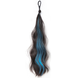 假发辫子女蓝色挑染发束低马尾增发量神器彩色多巴胺麻花长辫发饰