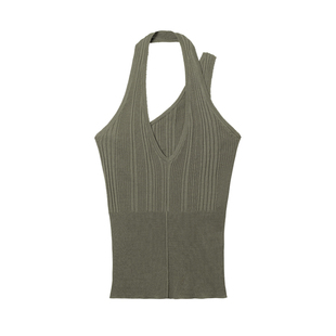 322WORKHOUSE假两件天蚕丝挂脖背心女2025新款春夏款针织吊带B075