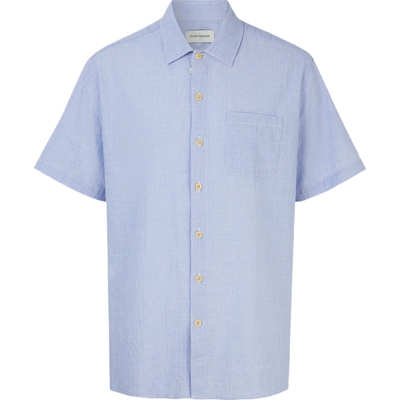 Oliver Spencer春夏男士棉质混纺泡泡纱短袖衬衫