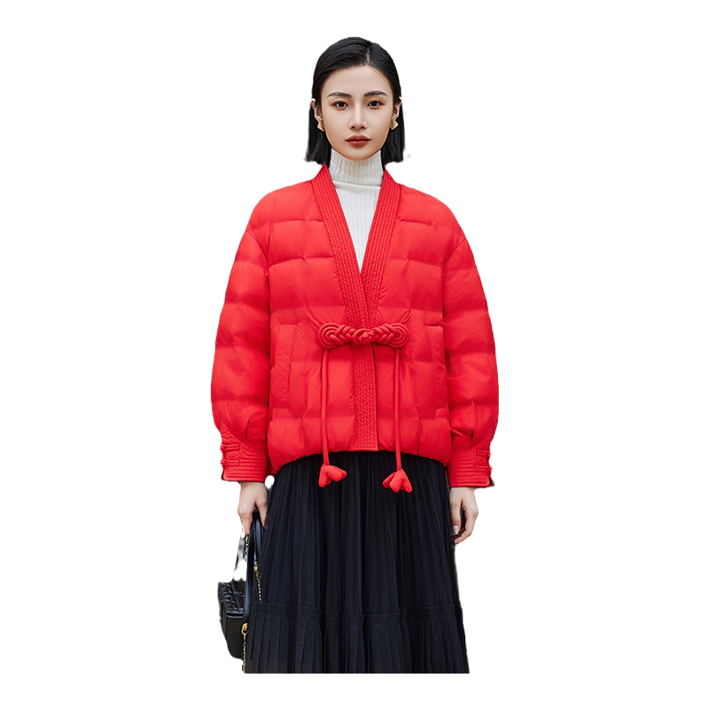 艾尚雪短款和尚领鹅绒服