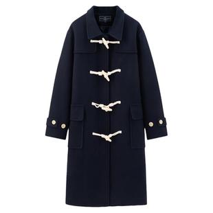 东京岁时记jk小个子外套女夹棉长款藏青色牛角扣大衣翻领维尼校刊