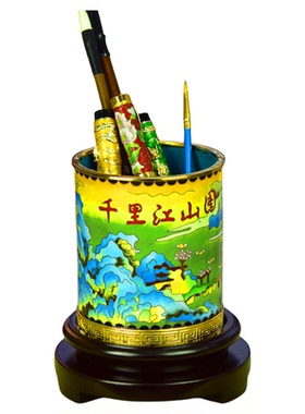 北京珐琅景泰蓝千里江山图大笔筒