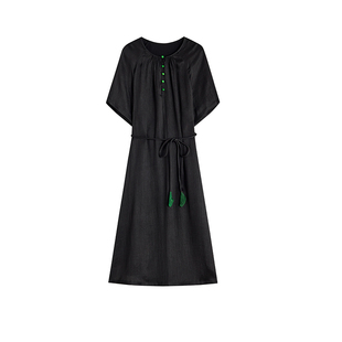 萧娘【云悠】香云纱宽松桑蚕丝宽松连衣裙休闲中式中国风XNA1177