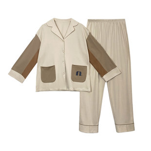 简诗哲正品新款爽滑棉印花国民领纯色时尚女款可外穿家居服