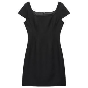 OCHIRLY欧时力  方领A字连衣裙裙子短裙收腰复古气质春夏