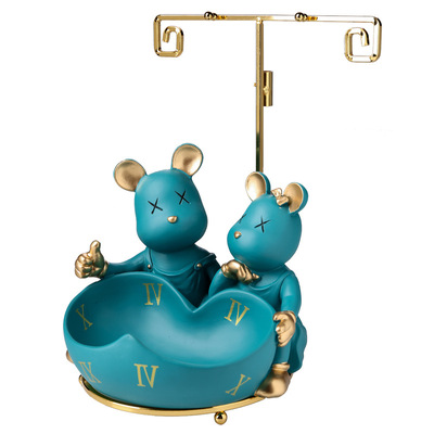 轻奢暴力熊玄关钥匙收纳摆件客厅桌面家居装饰品摆设乔迁送礼好物