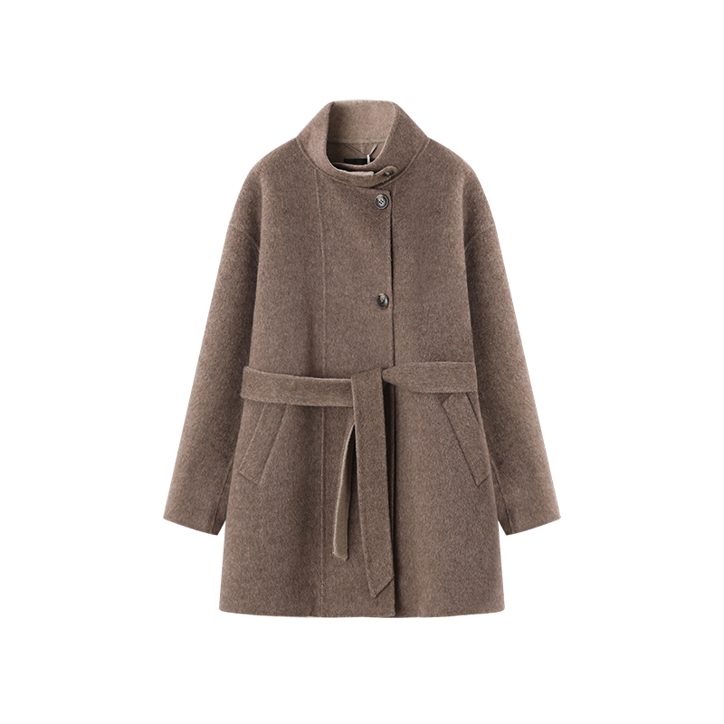 XWI欣未羊驼毛双面呢羊毛大衣女秋冬高级感优雅显瘦灰色毛呢外套