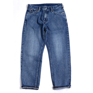 NATIVEWELL淡靛蓝水洗牛仔长裤宽松直筒复古窄幅赤耳男做旧