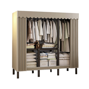 免安装衣柜挂衣杆简易衣帽架落地