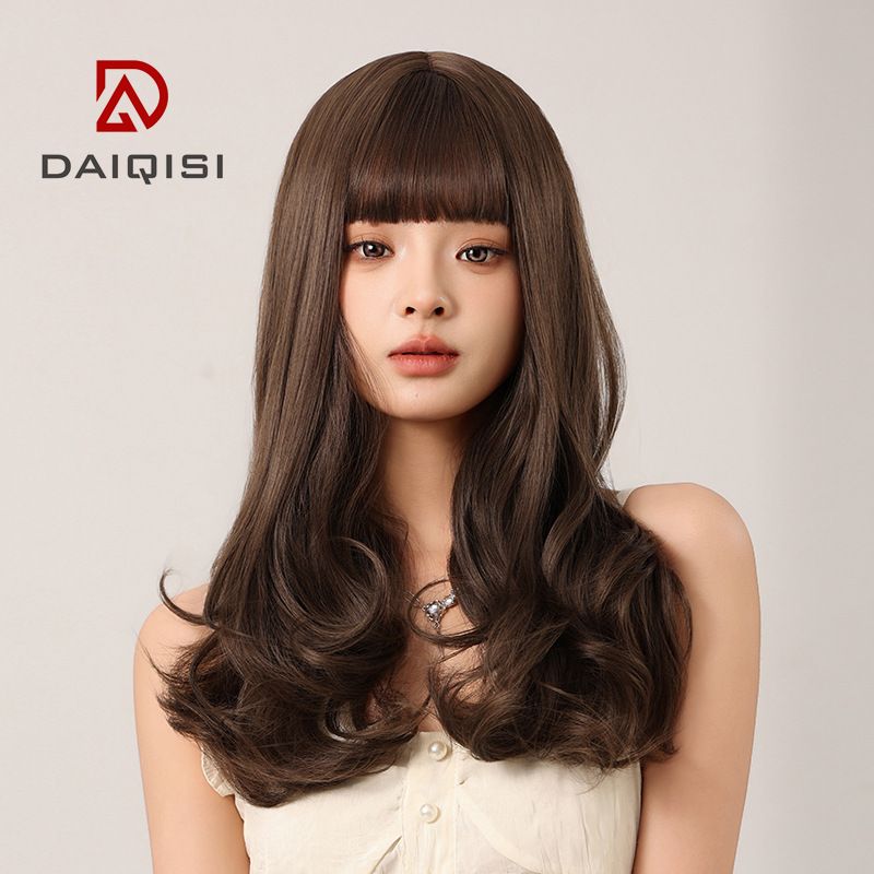 网红假发女长发自然全头套式长卷发空气刘海蓬松时尚中长发批发