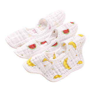 口水巾婴儿围嘴纯棉纱布宝宝围兜新生儿围脖男宝女童小月龄花瓣形