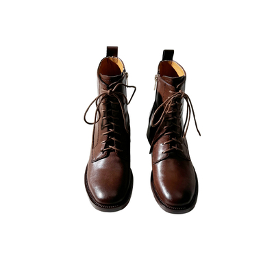 莲花府邸马丁靴系带粗跟