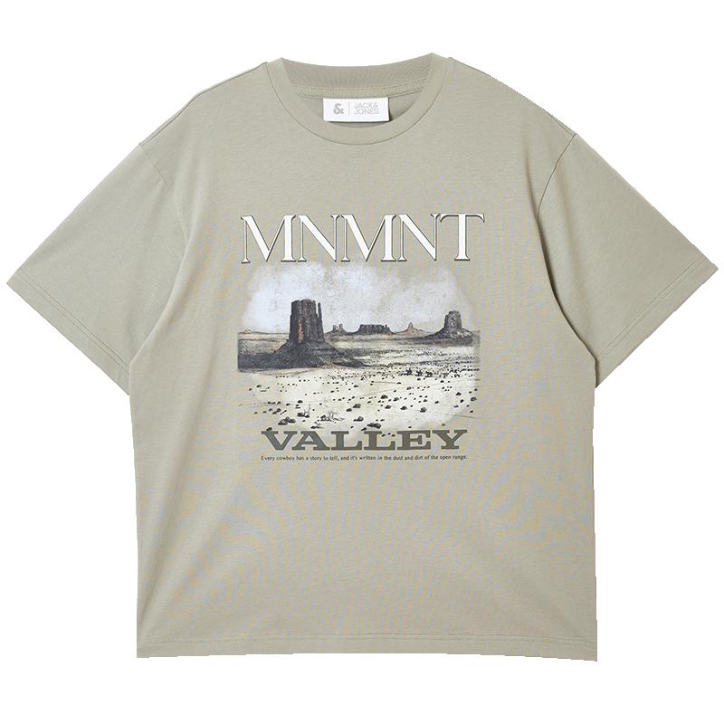 杰克琼斯男装2025年秋季新款纯棉宽松男士短袖T恤复古印花打底衫