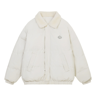 BIPOLAR美式复古毛领面包服棉服翻领保暖美式宽松外套女款冬