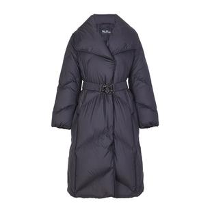 婉甸黑色/咖色长款鹅绒服冬季X型腰带羽绒服1234Z03DS4