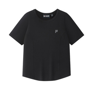 FILA FUSION斐乐潮牌女子针织短袖衫2026夏季新款纯色简约紧身T恤