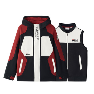 FILA X HARVARD哈佛联名童装外套2025年秋季新款男童中大童两件套