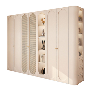 复古法式衣柜家用卧室奶油风整体实木组合柜子ENF级欧松板可定制