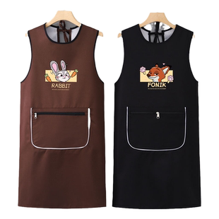 防水坎肩围裙家用厨房做饭光滑耐磨大人上班加长工作服女定制LOGO