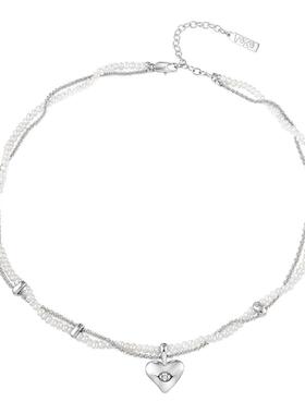 VEKE「心漪」淡水珍珠简约双层锁骨链珍珠项链NC16111A