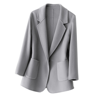 2025秋冬新款西装双面羊绒大衣女100%羊毛高端气质一粒扣外套