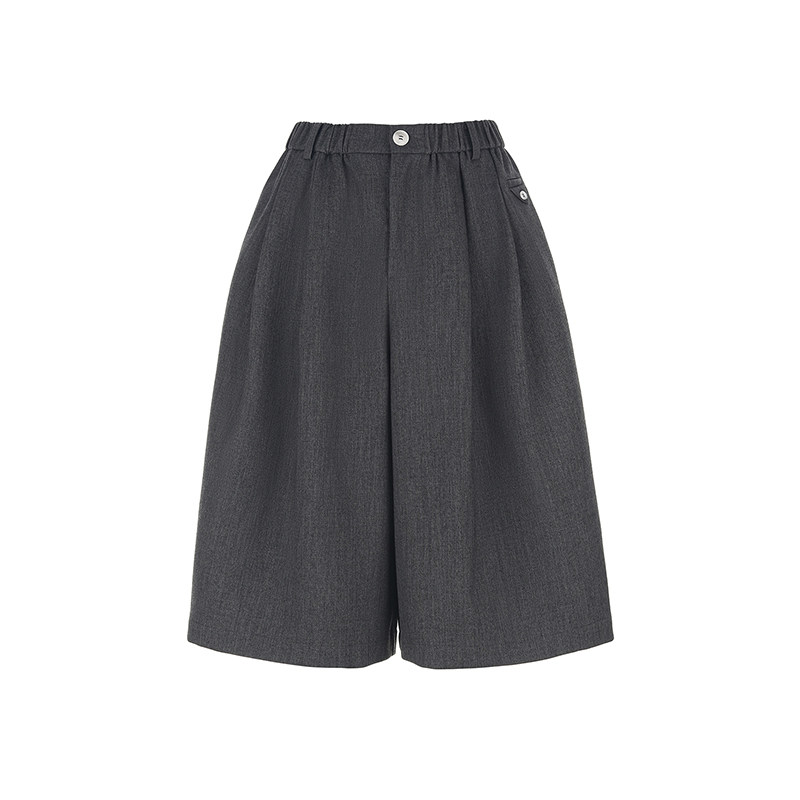 wana try时髦感挺括五分西裤26春季新品烟灰色通勤简约中裤女