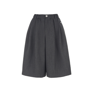 wana try时髦感挺括五分西裤26春季新品烟灰色通勤简约中裤女