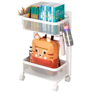 书包置物架可移动初中生书桌下神器放书本落地儿童收纳带轮小推车