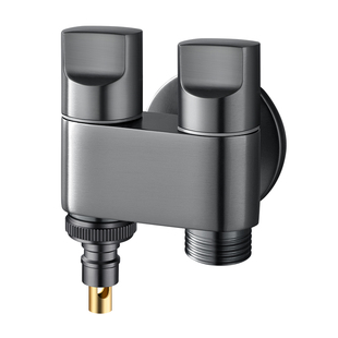 全铜一进二出角阀三通三角阀一分二双控开关双出水马桶洗衣机加长