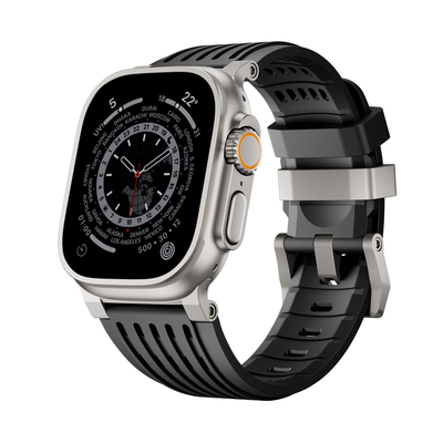 适用苹果手表ultra3透气硅胶表带iwatch11排汗运动8910金属扣腕带
