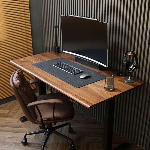 实木电动升降桌子北美黑胡桃木电脑桌智能樱桃家用学习可移动电竞