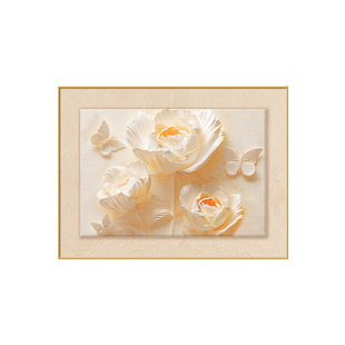 牡丹花开电表箱盒遮挡挂画奶油风免打孔餐厅装饰画弱电箱盖板壁画