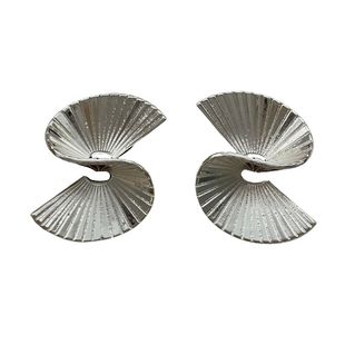 董洁半熟男女同款折纸记大夸张耳环法式高级感耳饰925银耳钉耳夹