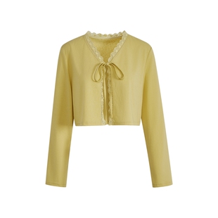 阔色蓝色针织衫开衫白色背心吊带两件套装25夏季穿搭新款女上衣黄