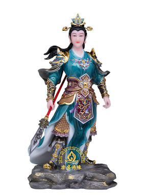 女将军穆桂英汉白玉神像摆件